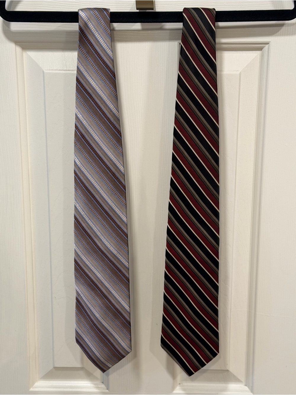 Striped Silk Ties - Purple/Silver & Burgundy/Black